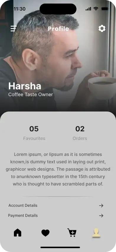 Coffee Mobile App Profile Layout 1